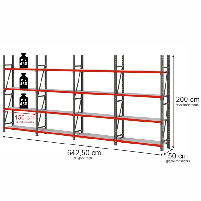 Mega-M Fortis scaffale magazzino 16 ripiani H200 L642