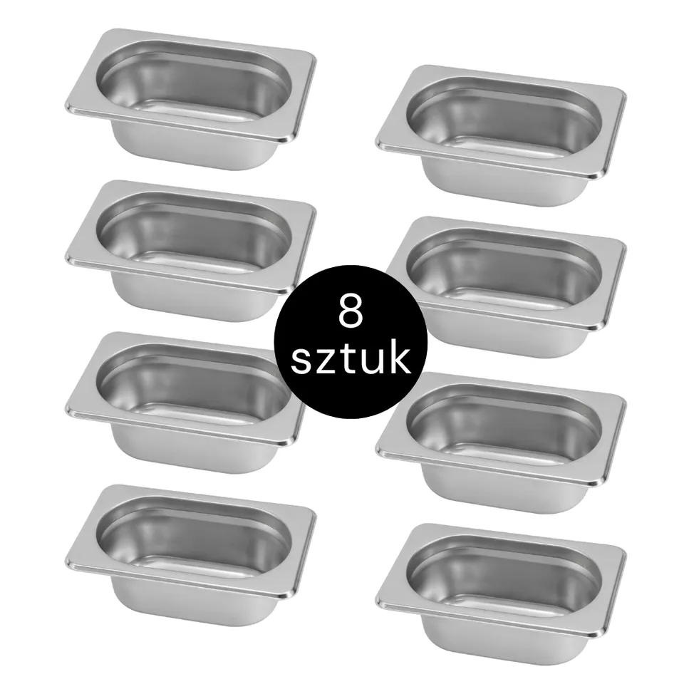 Mega-M GN 1/9 bacinella inox 6,5 cm set 8 pezzi