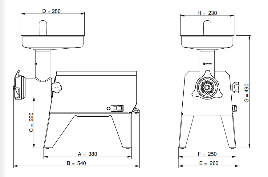 Ma-Ga WM22M-U3 tritacarne professionale Unger 3