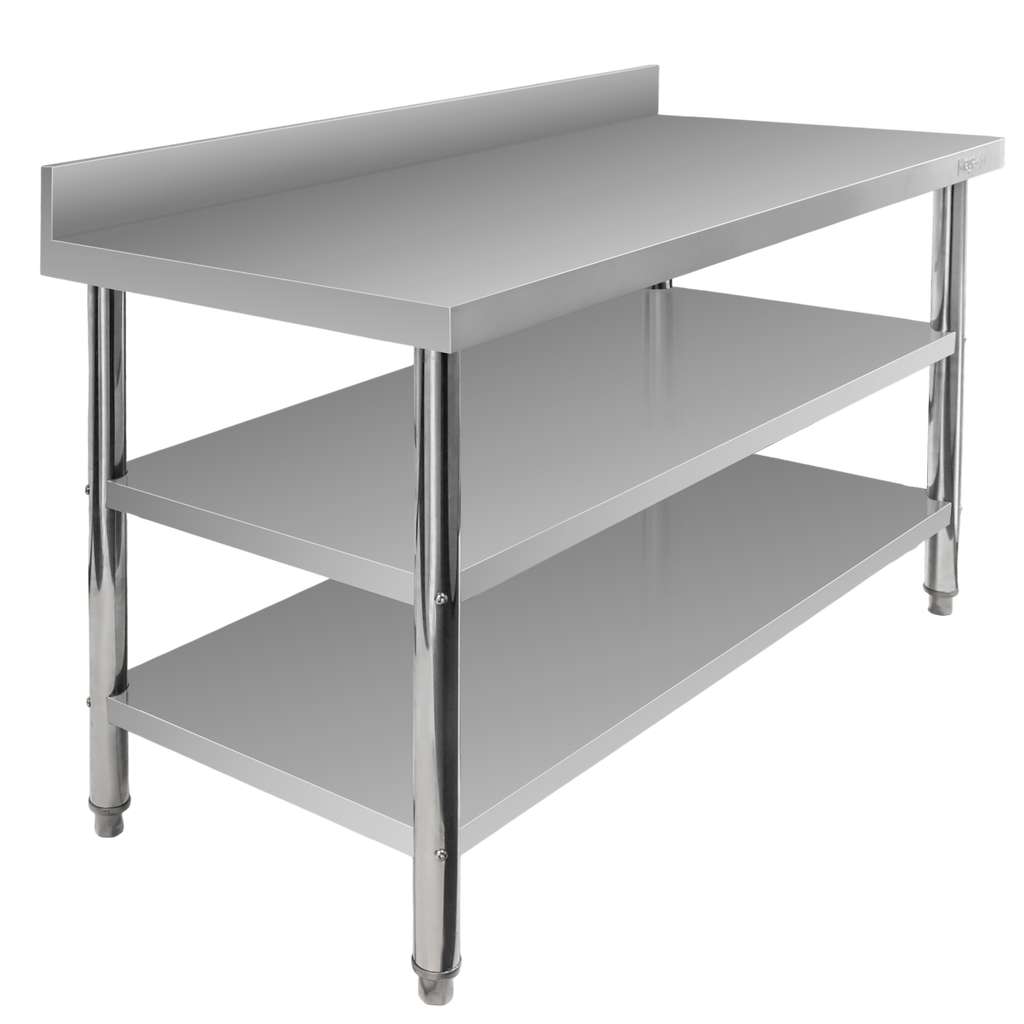 Mega-M X Standard tavolo inox a parete 140x70x85 cm 2 ripiani