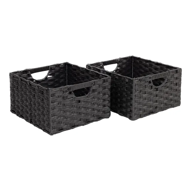 Seville Classics Cesto Contenitore Nero Intrecciato 2 Pezzi