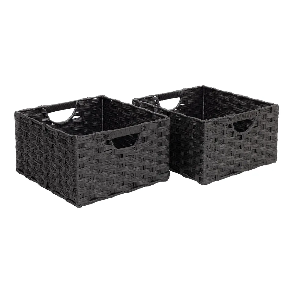 Seville Classics Cesto Contenitore Nero Intrecciato 2 Pezzi