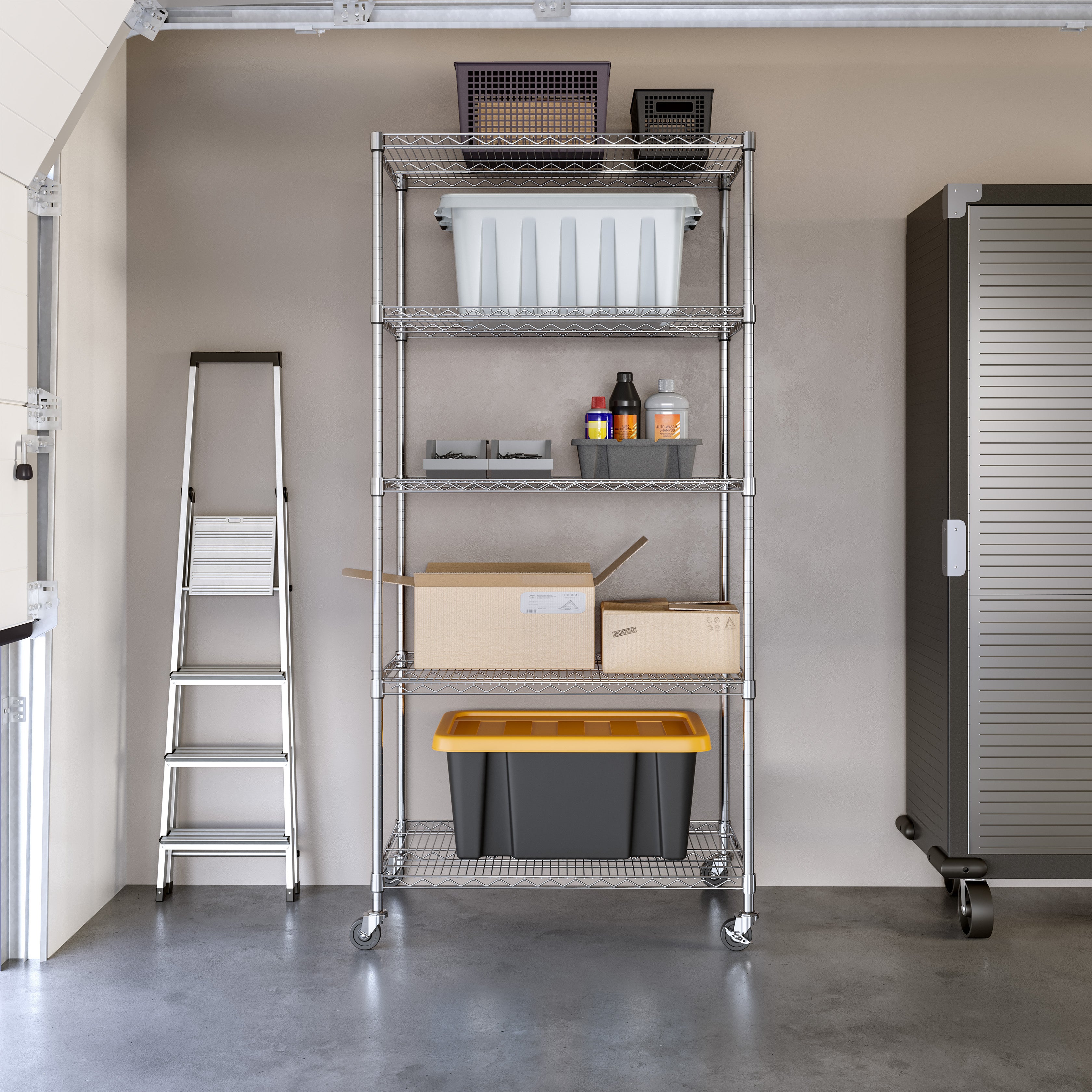 Seville Classics UltraDurable SHE24365B scaffale 5 ripiani acciaio
