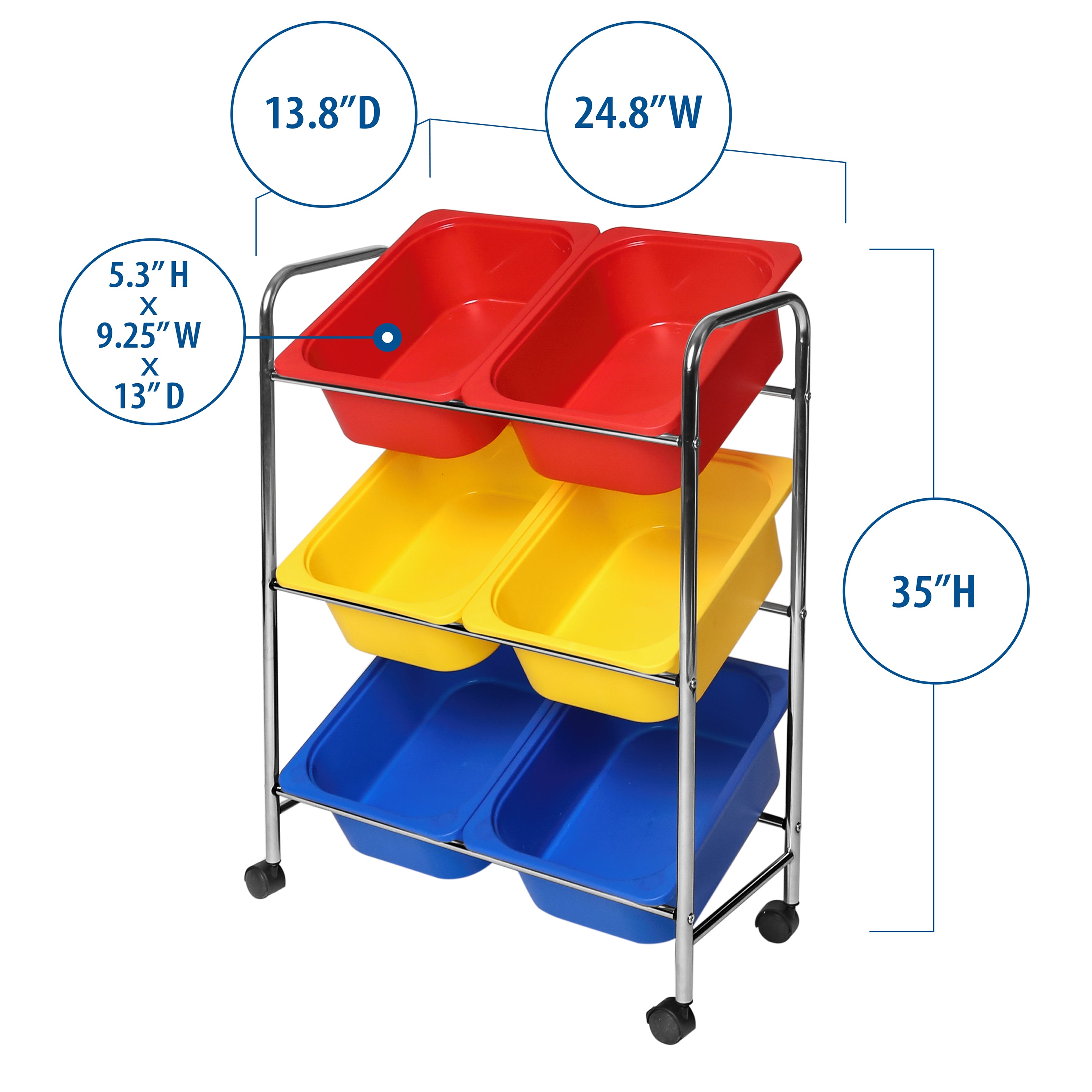 Seville Classics Carrello 6 vaschette multicolore portacassette
