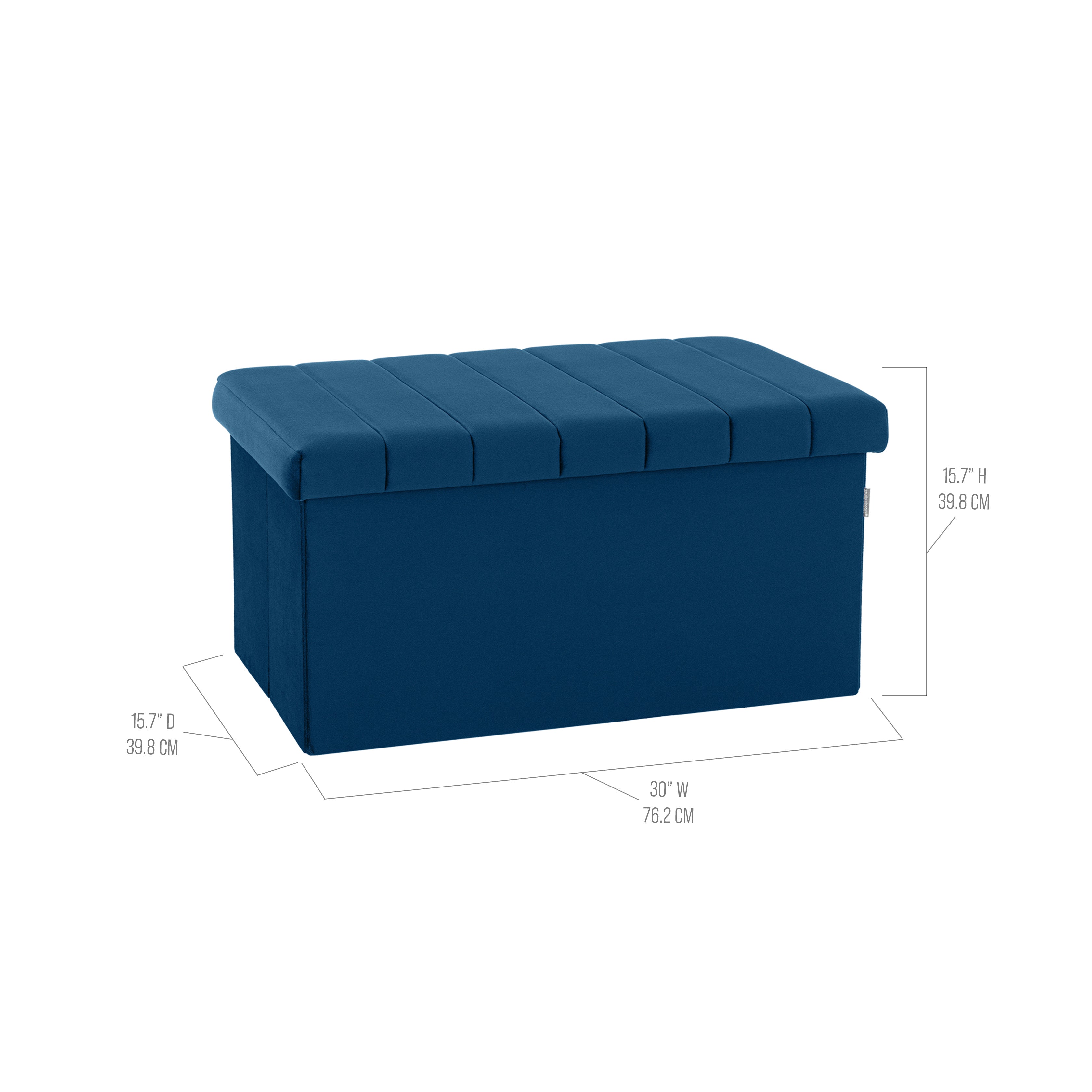 Seville Classics baule contenitore velluto blu 76 cm pieghevole