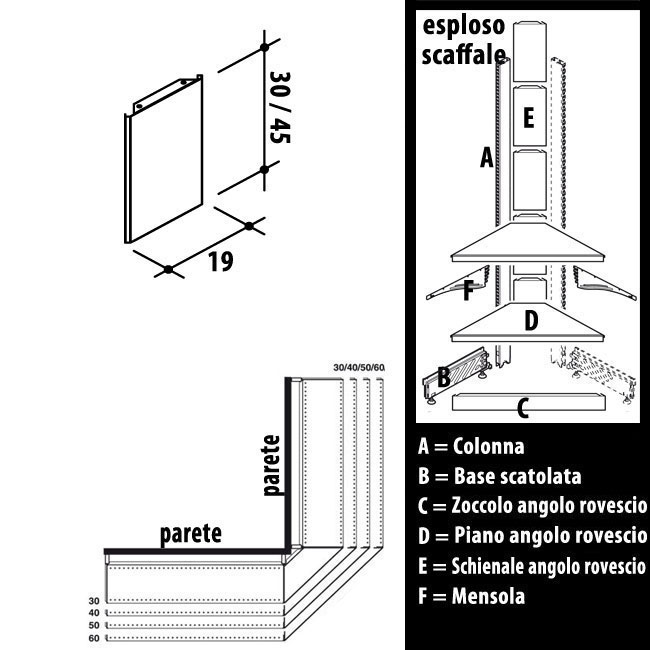 Agosistem Schienale Angolo Rovescio H 45 cm Bianco