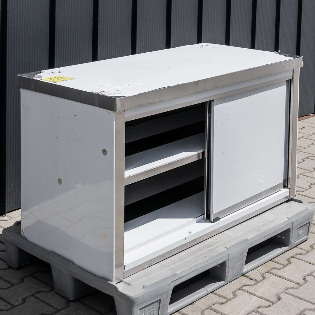Mega-M tavolo inox 120x60x85 cm centrale con armadio revisionato