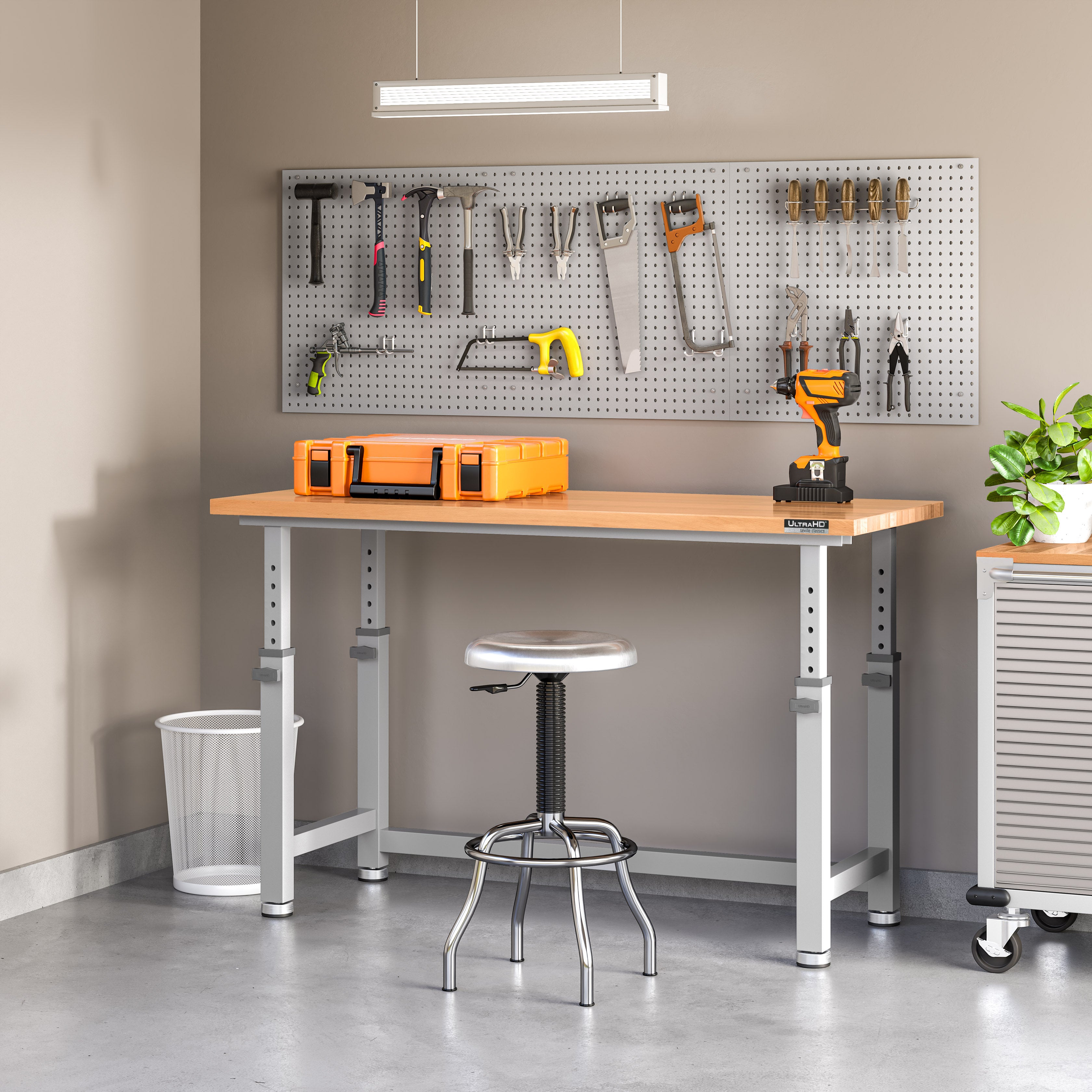 Seville Classics UltraHD Banco Lavoro Regolabile 152 cm Granite
