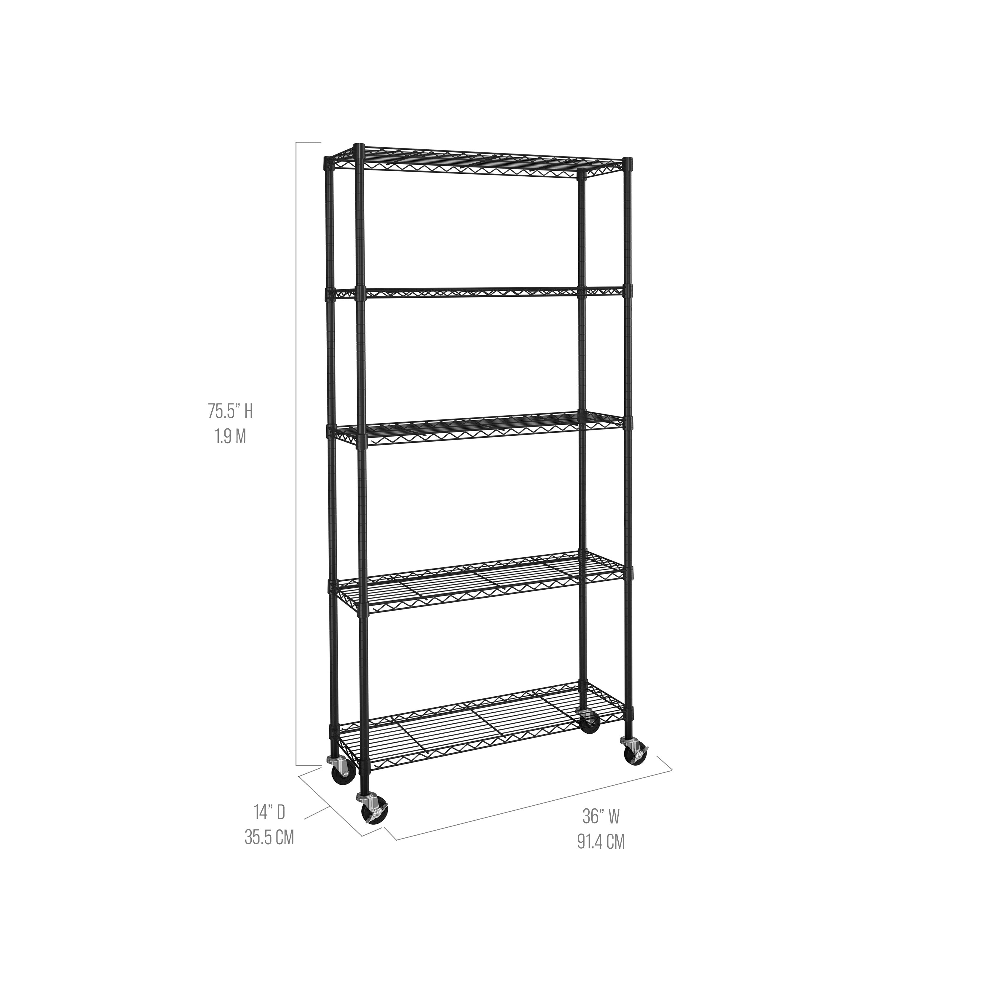 Seville Classics Scaffale Acciaio 5 Ripiani 91x36 cm Nero