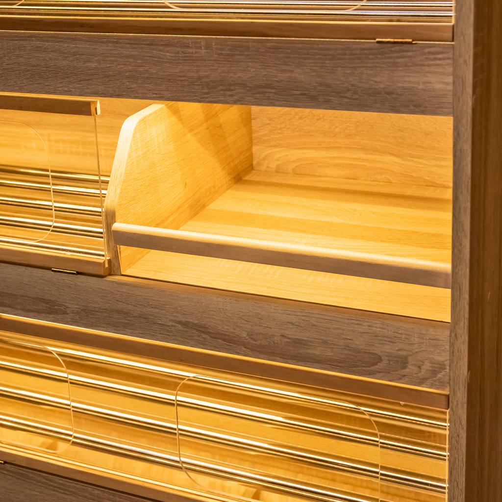 Scaffale pane 180x125x60 LED rovere 5 ripiani