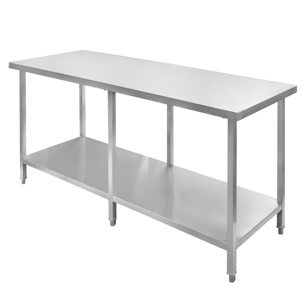 Mega-M tavolo inox centrale con ripiano 180x80x85 cm 6 gambe