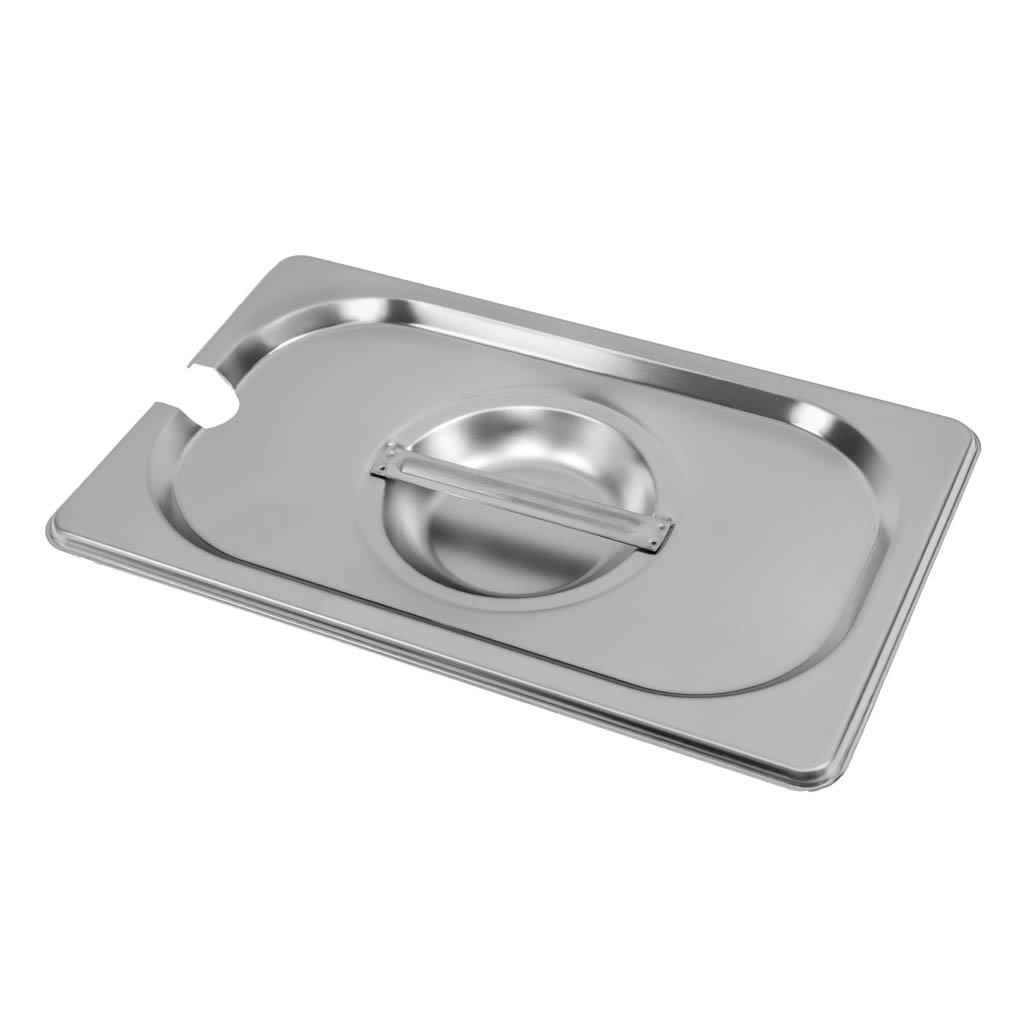 Mega-M GN 1/4 coperchio inox con foro mestolo 26,5x16,2 cm