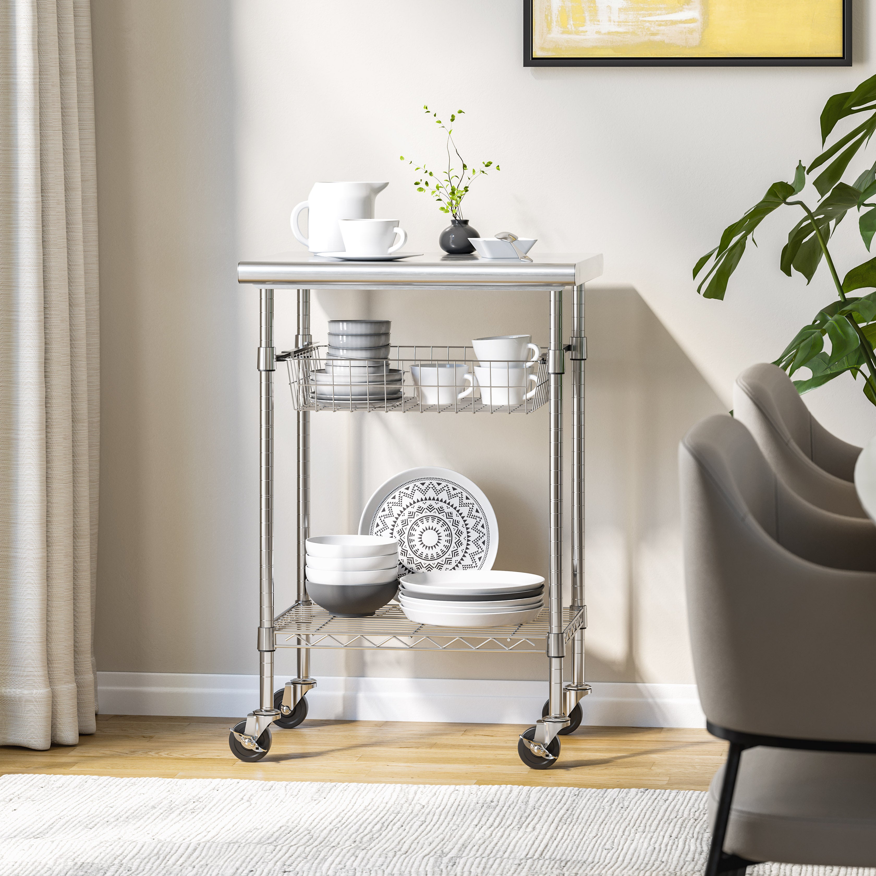 Seville Classics Carrello Tavolo Acciaio Inox NSF