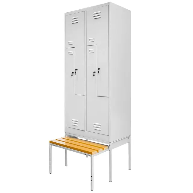Mega-M armadietto spogliatoio grigio 4 ante tipo L S-80 con panca