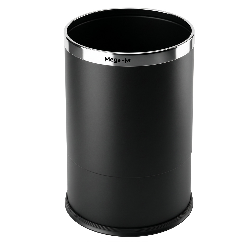 Mega-M Cestino Rifiuti Metallo Nero 10 L Aperto