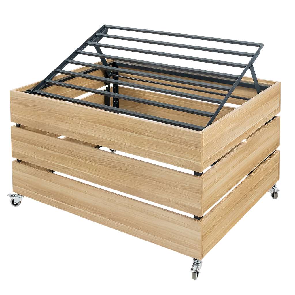 Mega-M Isola Ortofrutta 131x94x75 Rovere Americano su Ruote