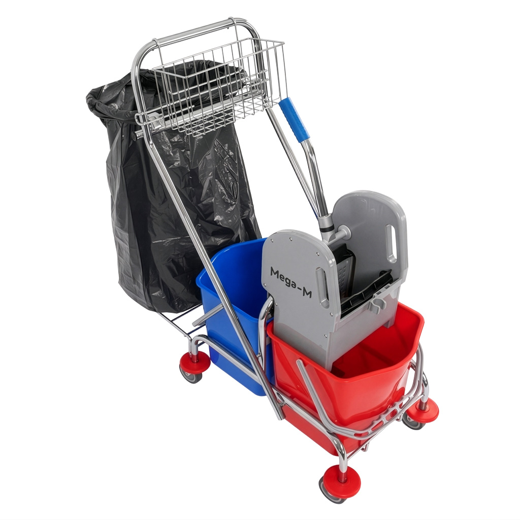Mega-M carrello pulizie 2x17 L con strizzatore e cesto