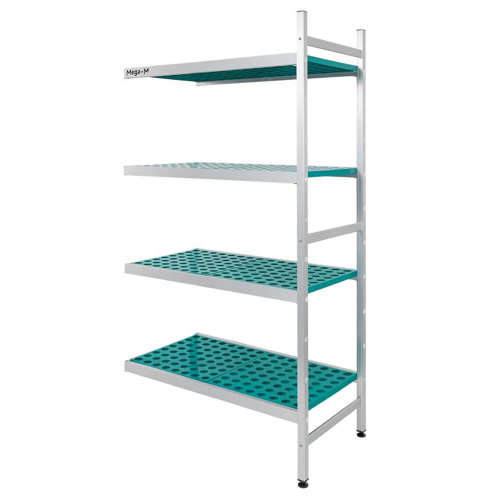 Mega-M ALUFRI Scaffale Alluminio 94x39x180 4 Ripiani PP Aggiuntivo