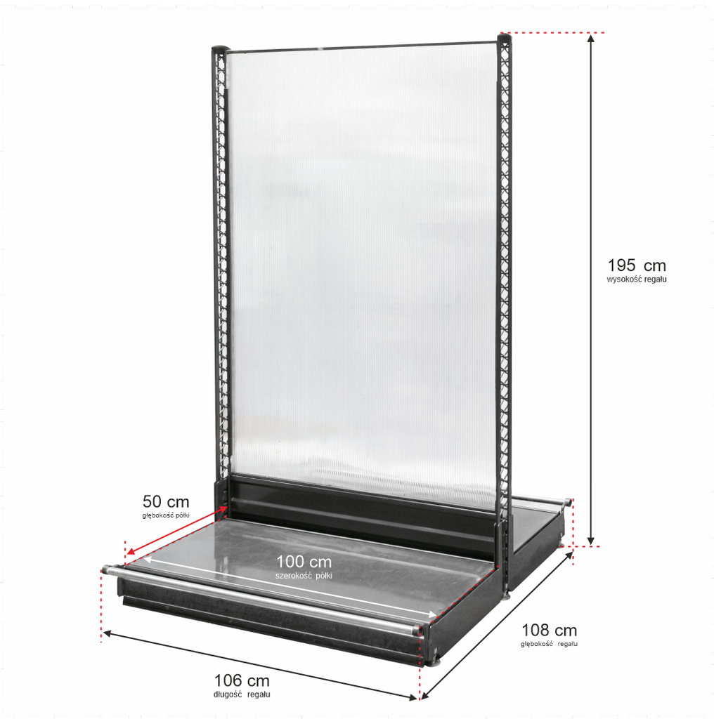 Wanzl H195 scaffale negozio doppia L106 cm policarbonato