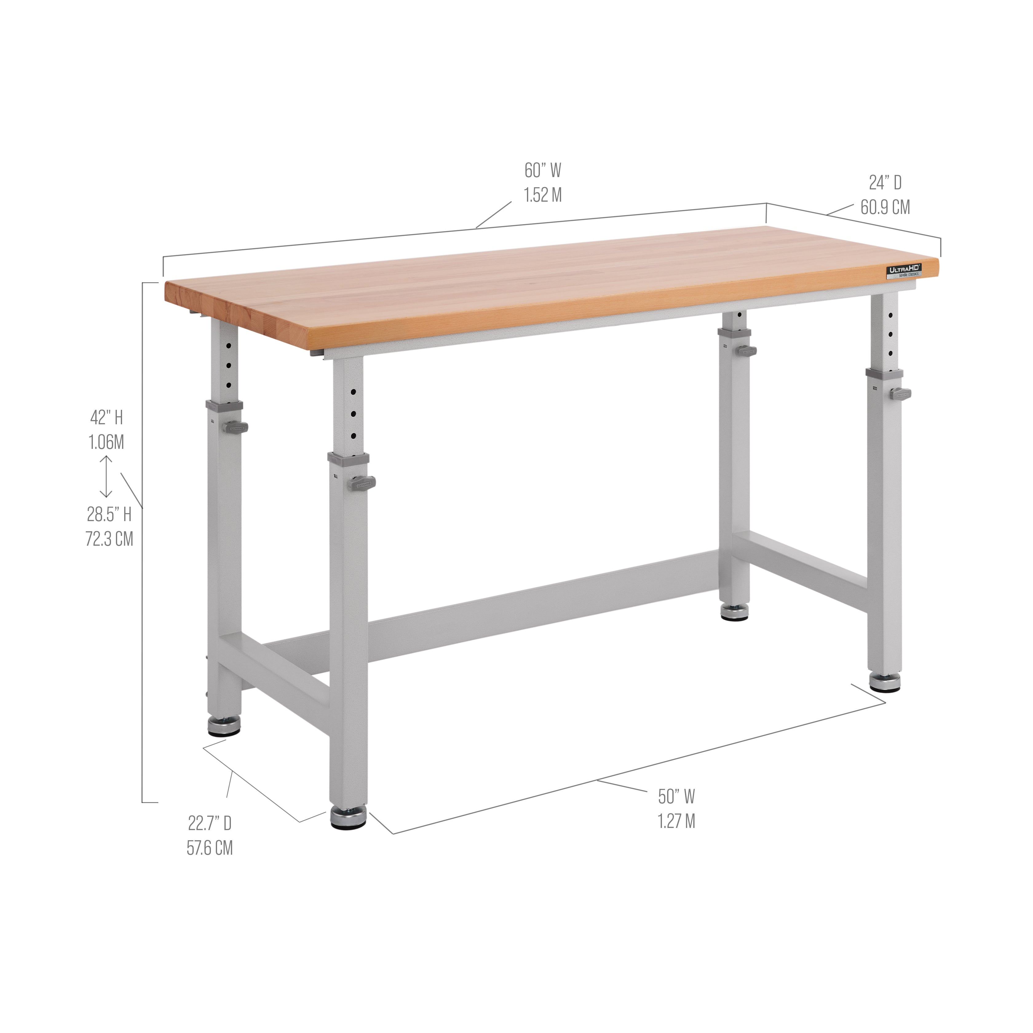 Seville Classics UltraHD Banco Lavoro Regolabile 152 cm Granite