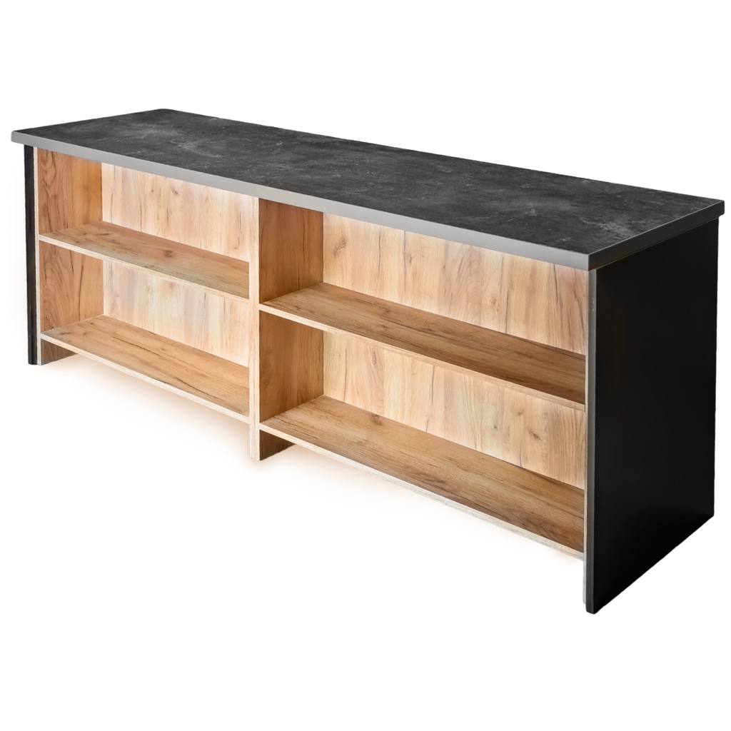 Mega-M banco cassa 200x60x90 cm nero rovere kraft