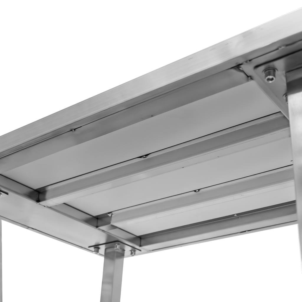 Mega-M Tavolo Inox 180x70x85 cm con Ripiano 6 Gambe