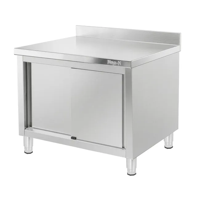Mega-M Tavolo gastronomico inox 100x60x85 cm a muro armadio