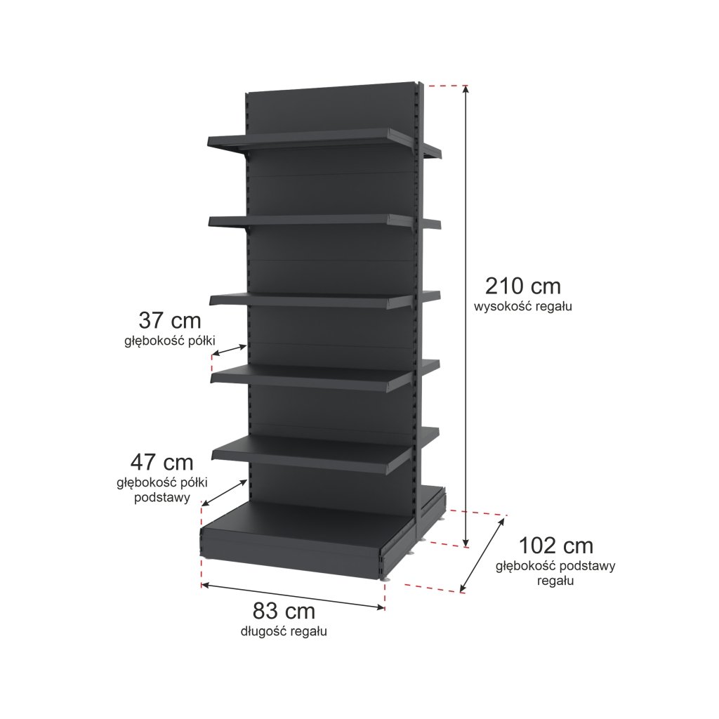 Mega-M Merkury II Scaffale Negozio Gondola Grafite 210 cm
