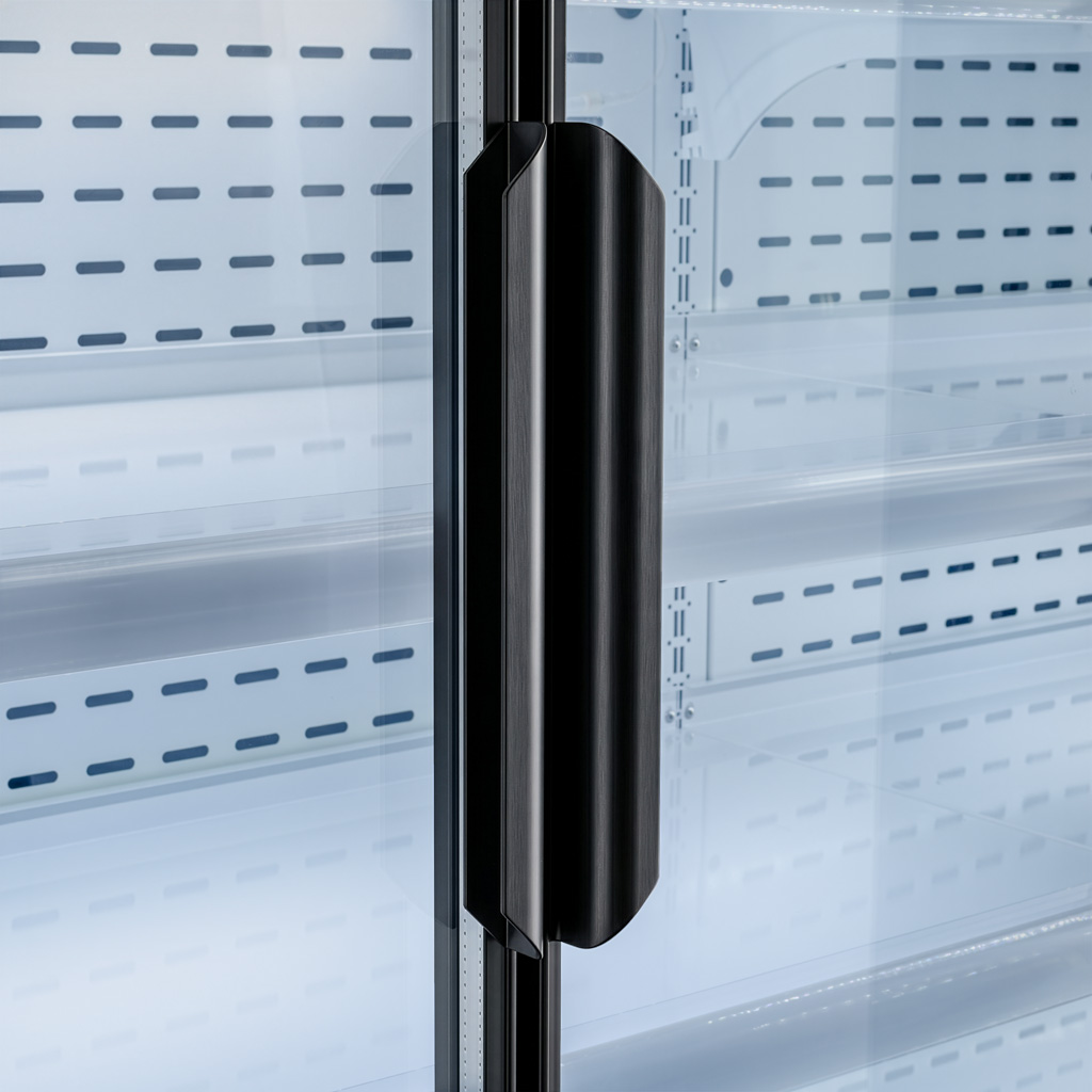 Mega-M Hugo Plus RU banco frigo verticale L 250 cm nero porte vetro
