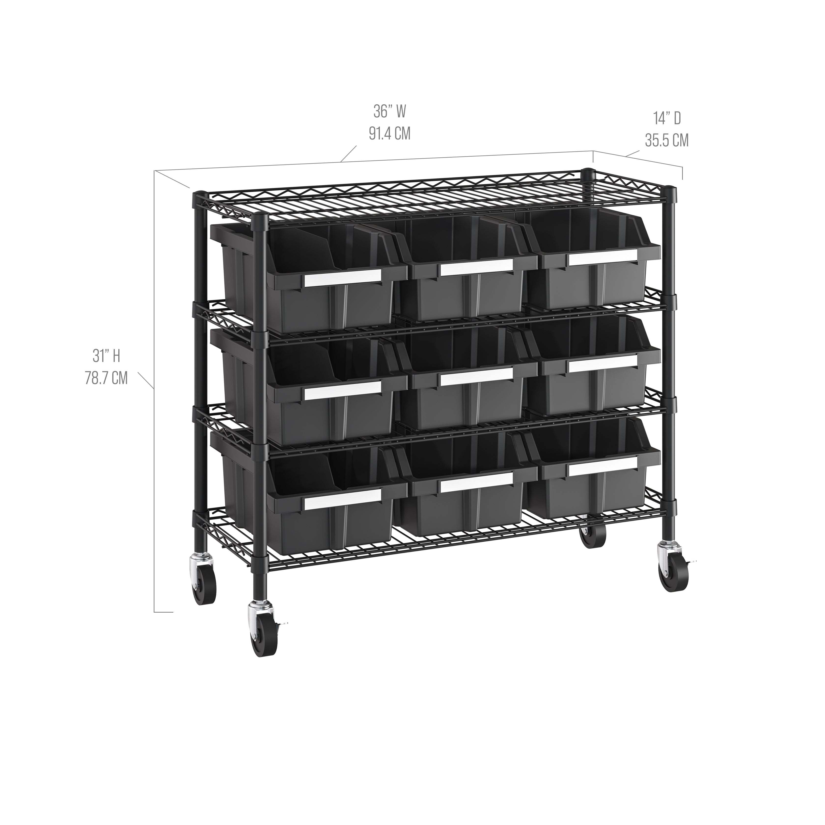 Seville Classics Scaffale Portacassette 4 Ripiani 9 Vaschette Ruote