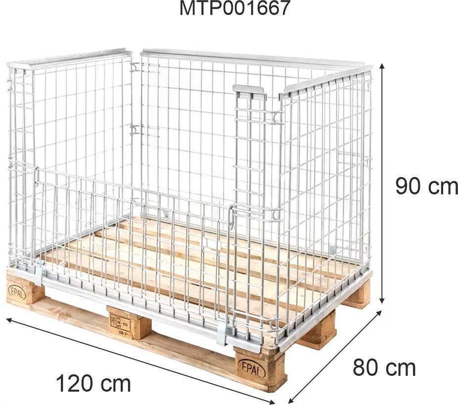 Mega-M 120x80 gitterbox sponda pallet rete zincata 800 kg