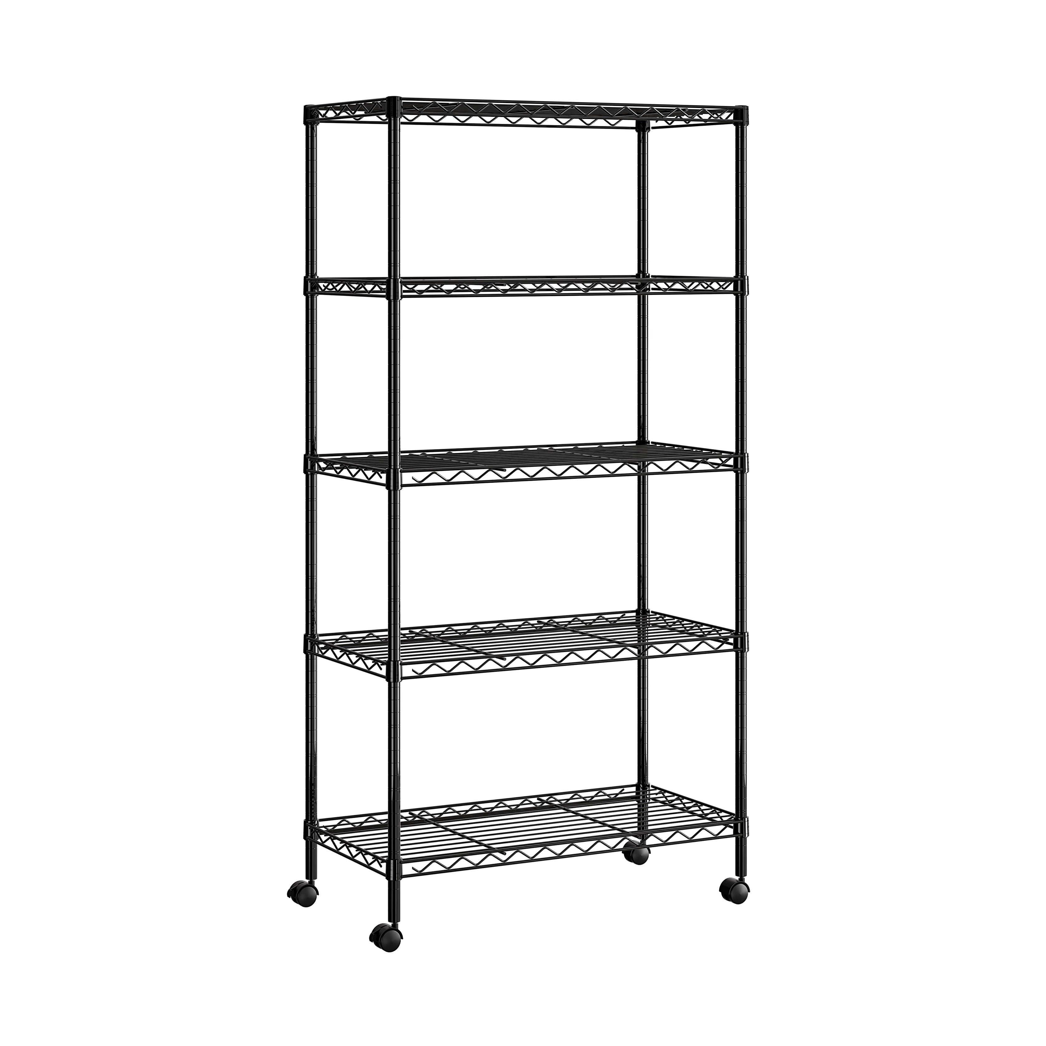 Seville Classics scaffale metallo nero 5 ripiani 76x35x152 cm