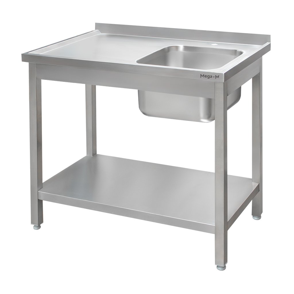 Mega-M 120x70x85 cm lavello inox vasca destra con scaffale