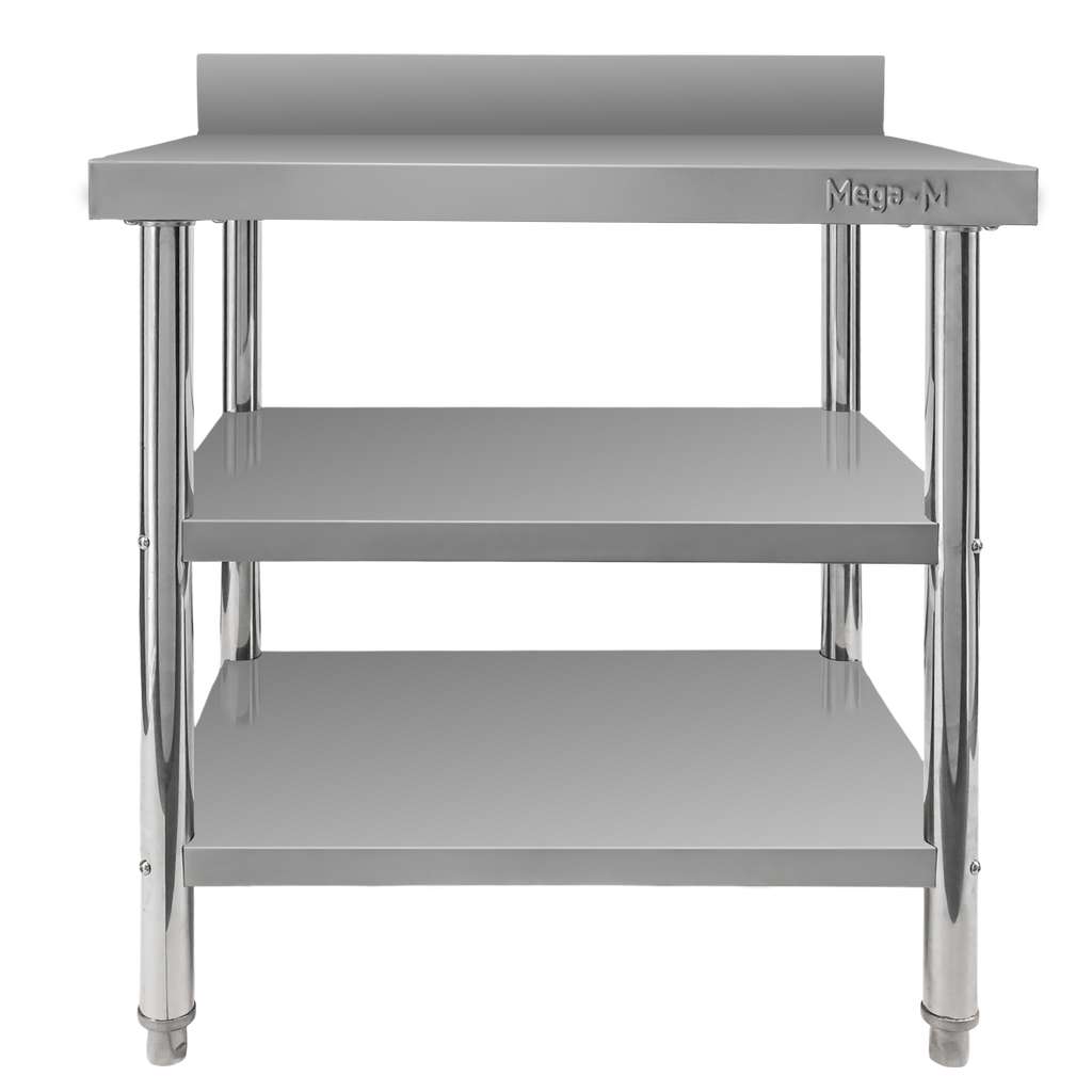 Mega-M X STANDARD tavolo inox 80x60x85 2 ripiani alzatina