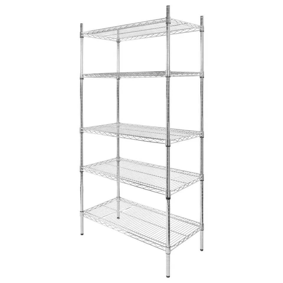 Mega-M scaffale cromato 5 ripiani filo 90x45x180 cm