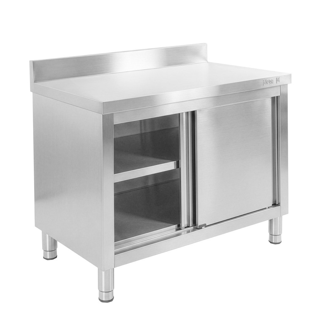 Mega-M Tavolo gastronomico inox 100x60x85 cm a muro armadio