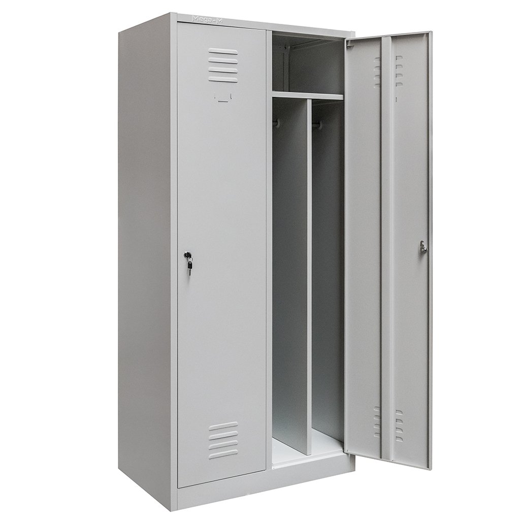 Mega-M S-80 armadietto spogliatoio 2 ante grigio con divisori