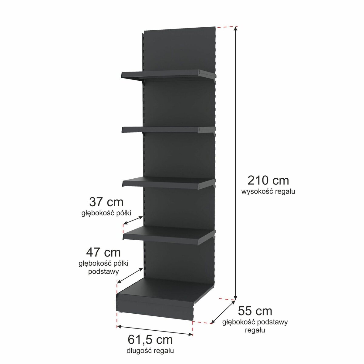 Mega-M Merkury II scaffale negozio H210 L61,5 cm grafite