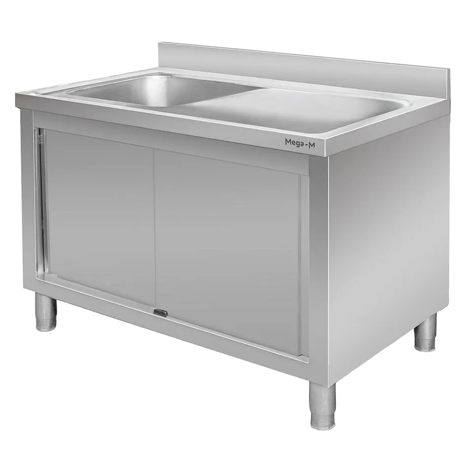 Mega-M 140x60x85 lavello inox vasca sinistra e armadio