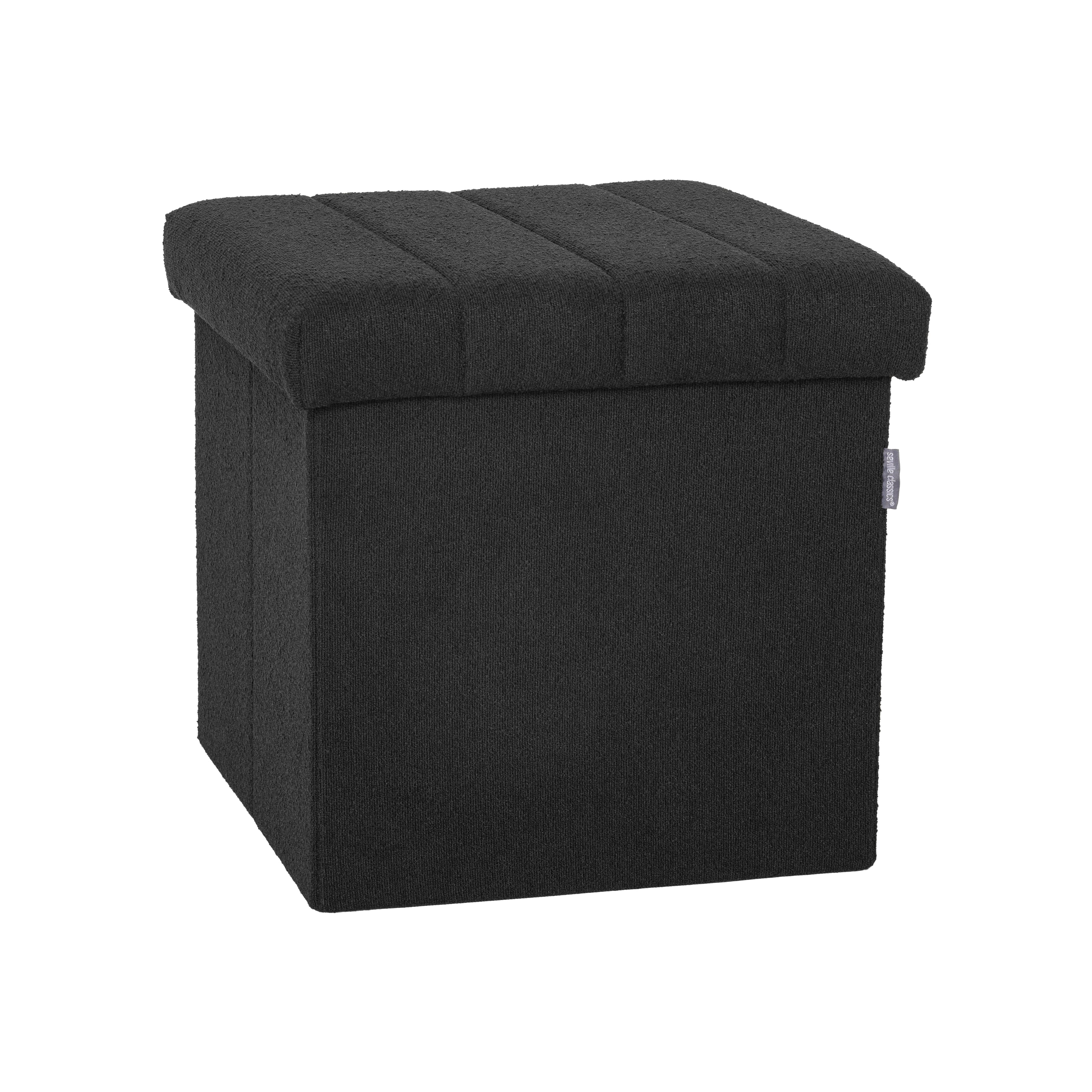Seville Classics Pouf Contenitore Tondo Bianco Bouclé