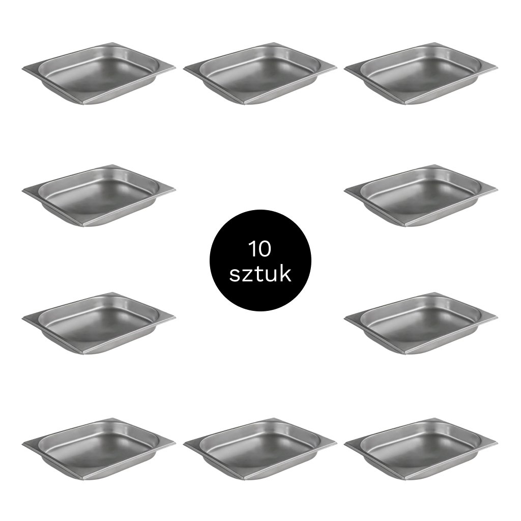 Vaschetta GN 1/2 acciaio inox 32,5x26,5x4 cm 10 pezzi