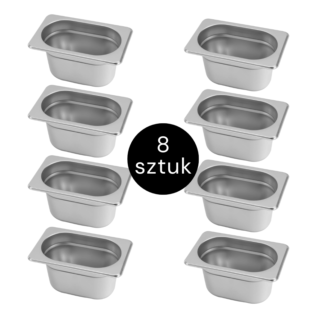 Mega-M GN 1/9 Bacinella Inox 10 cm Set 8 Pezzi