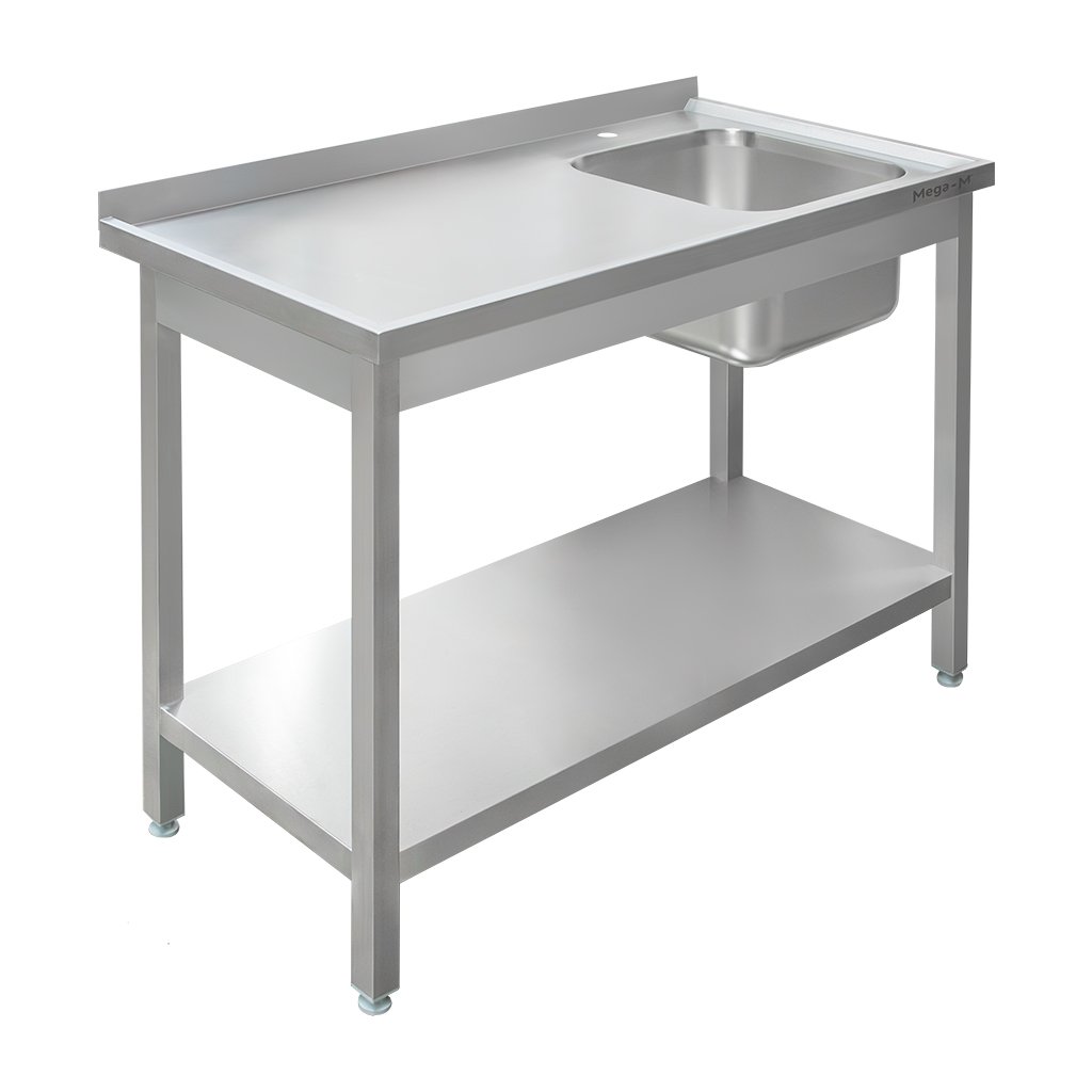 Mega-M 120x70x85 cm lavello inox vasca destra con scaffale