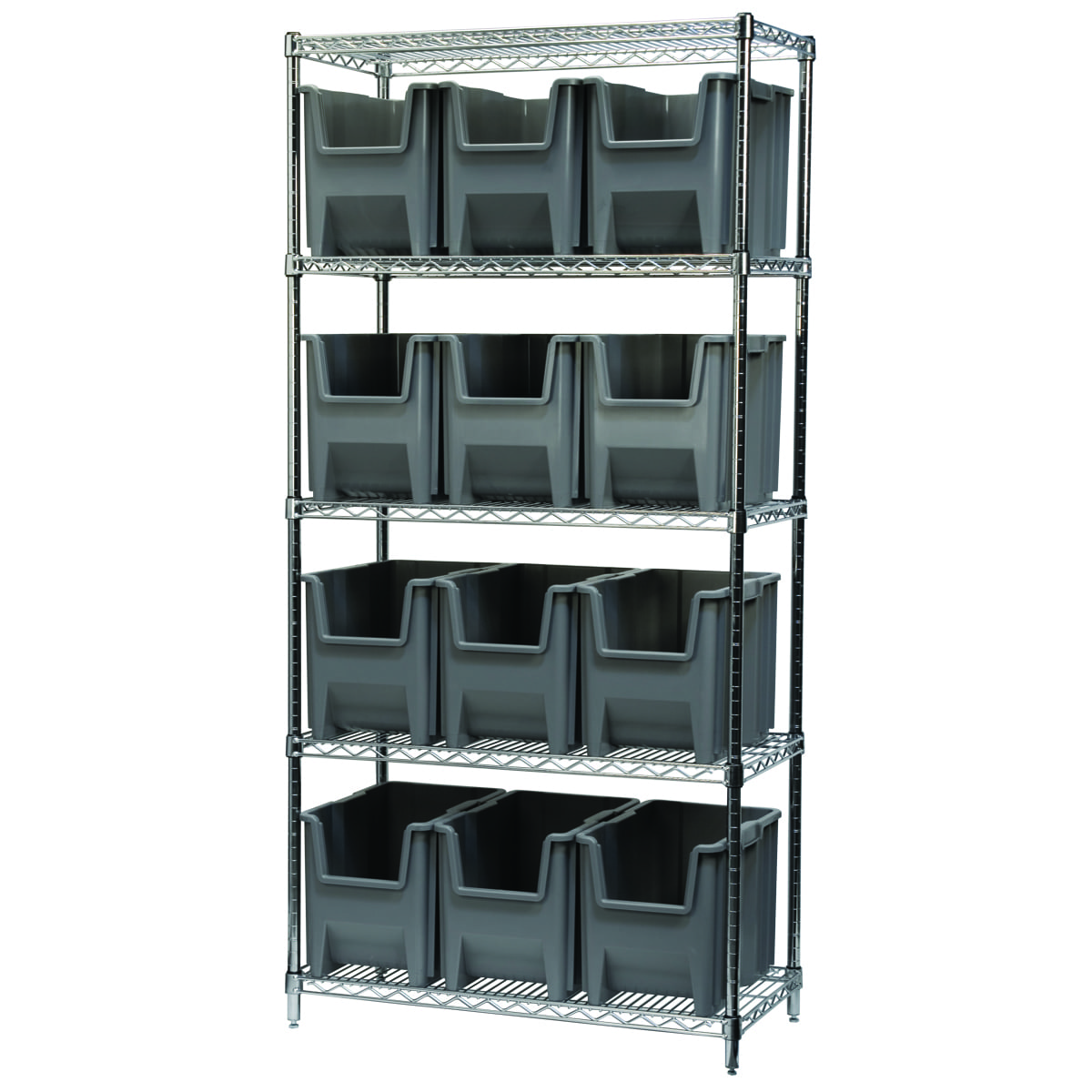 Akro-Mils AWS183613014 scaffale 5 ripiani con 12 box metallo