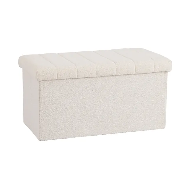 Seville Classics Baule Contenitore Bouclé Bianco 76 cm