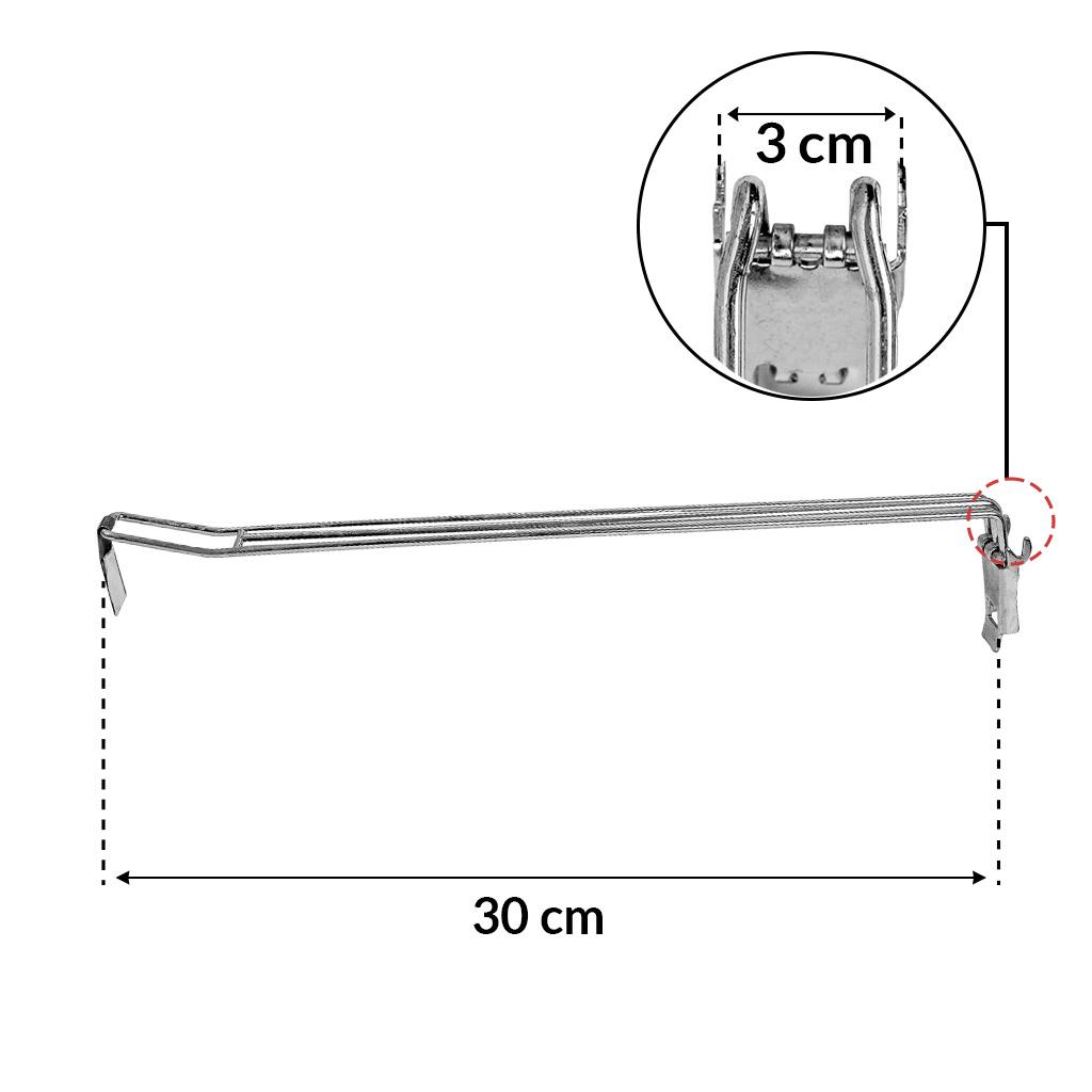 Gancio doppio Euro perforato 30 cm con clip acciaio zincato