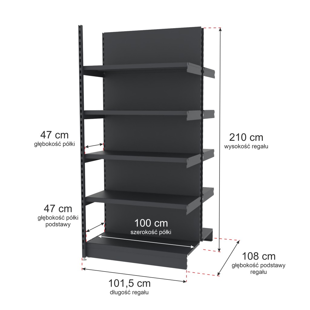 Mega-M Merkury II scaffale gondola aggiuntivo 210 cm grafite