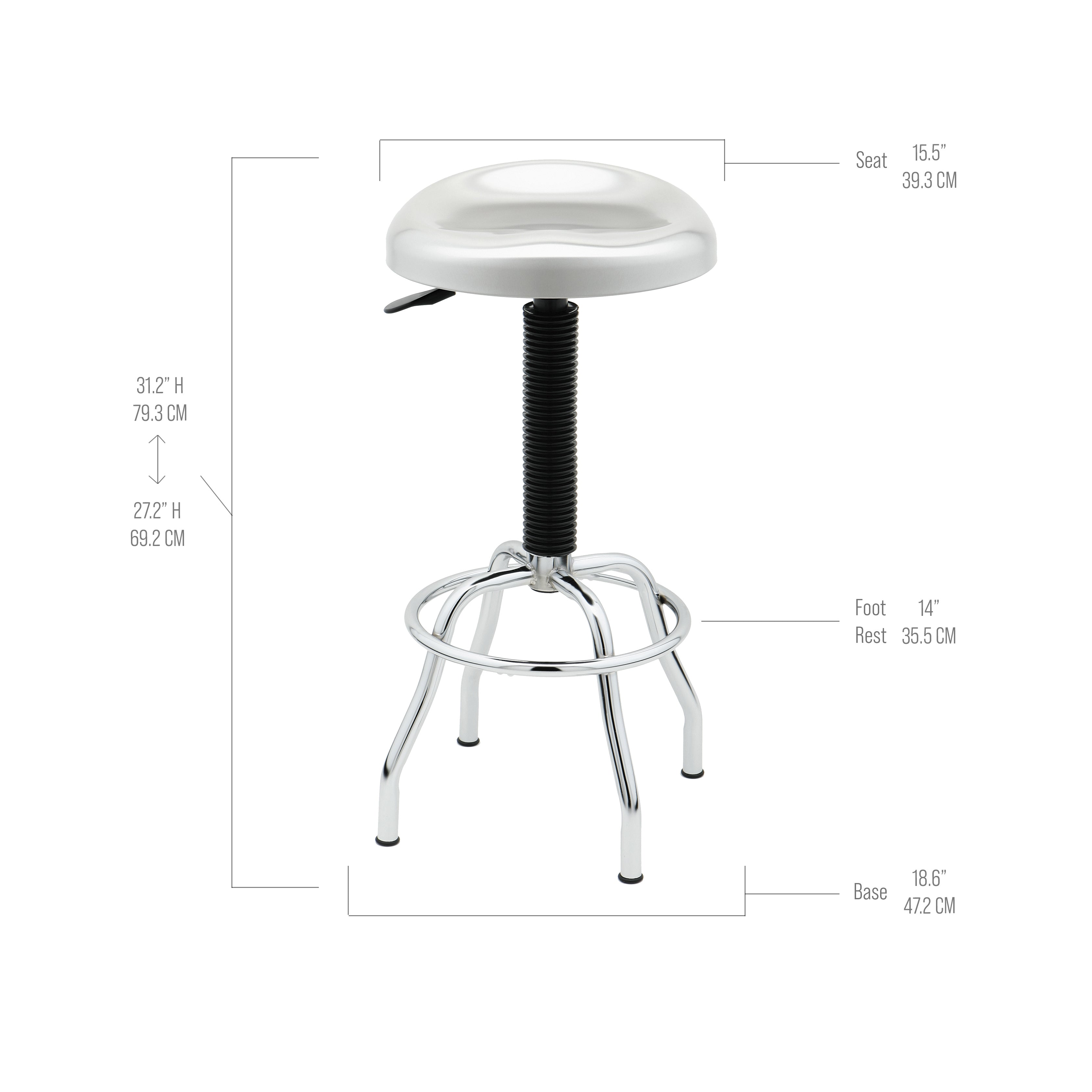 Seville Classics sgabello da lavoro inox regolabile 300 lb