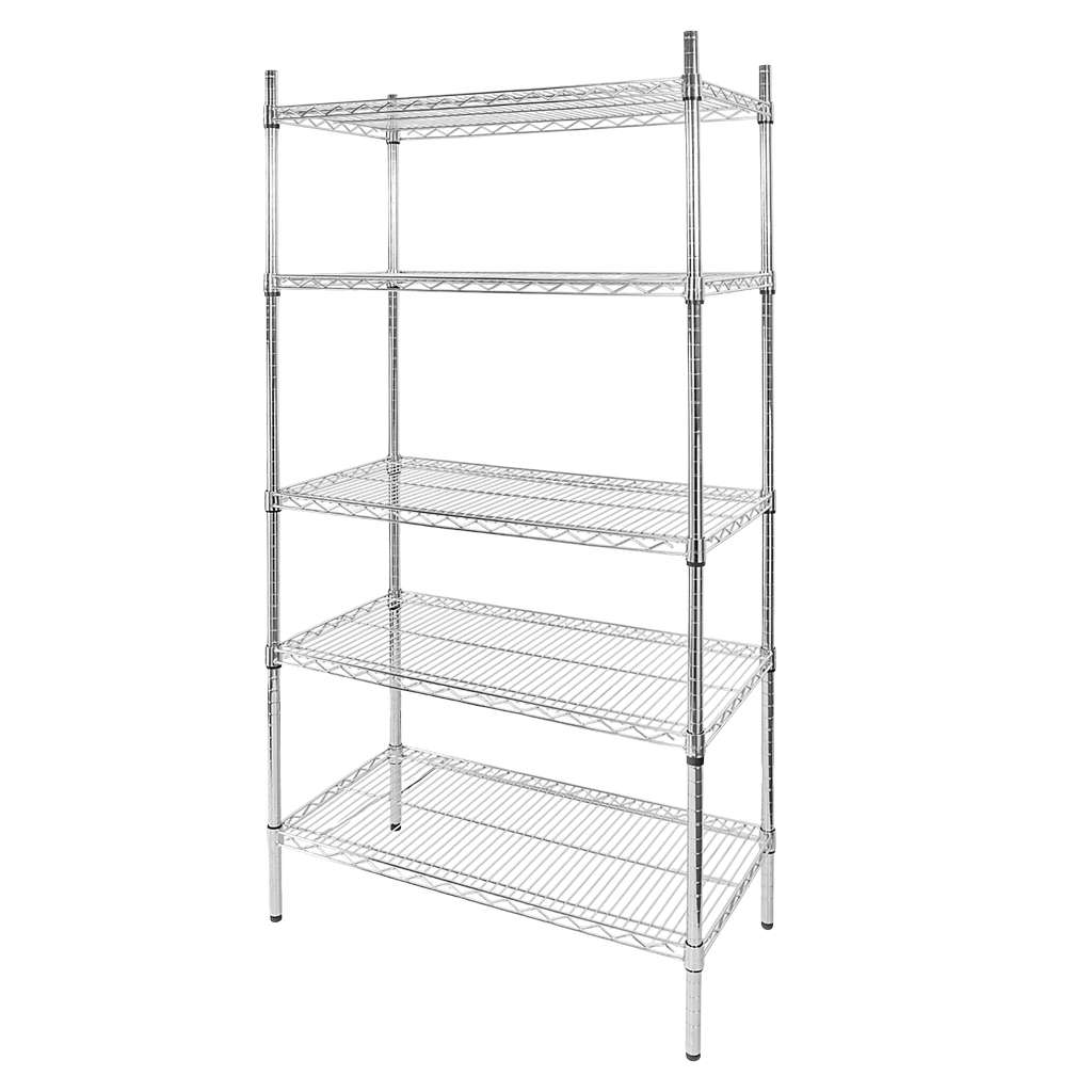 Mega-M scaffale cromato 5 ripiani filo 90x45x180 cm