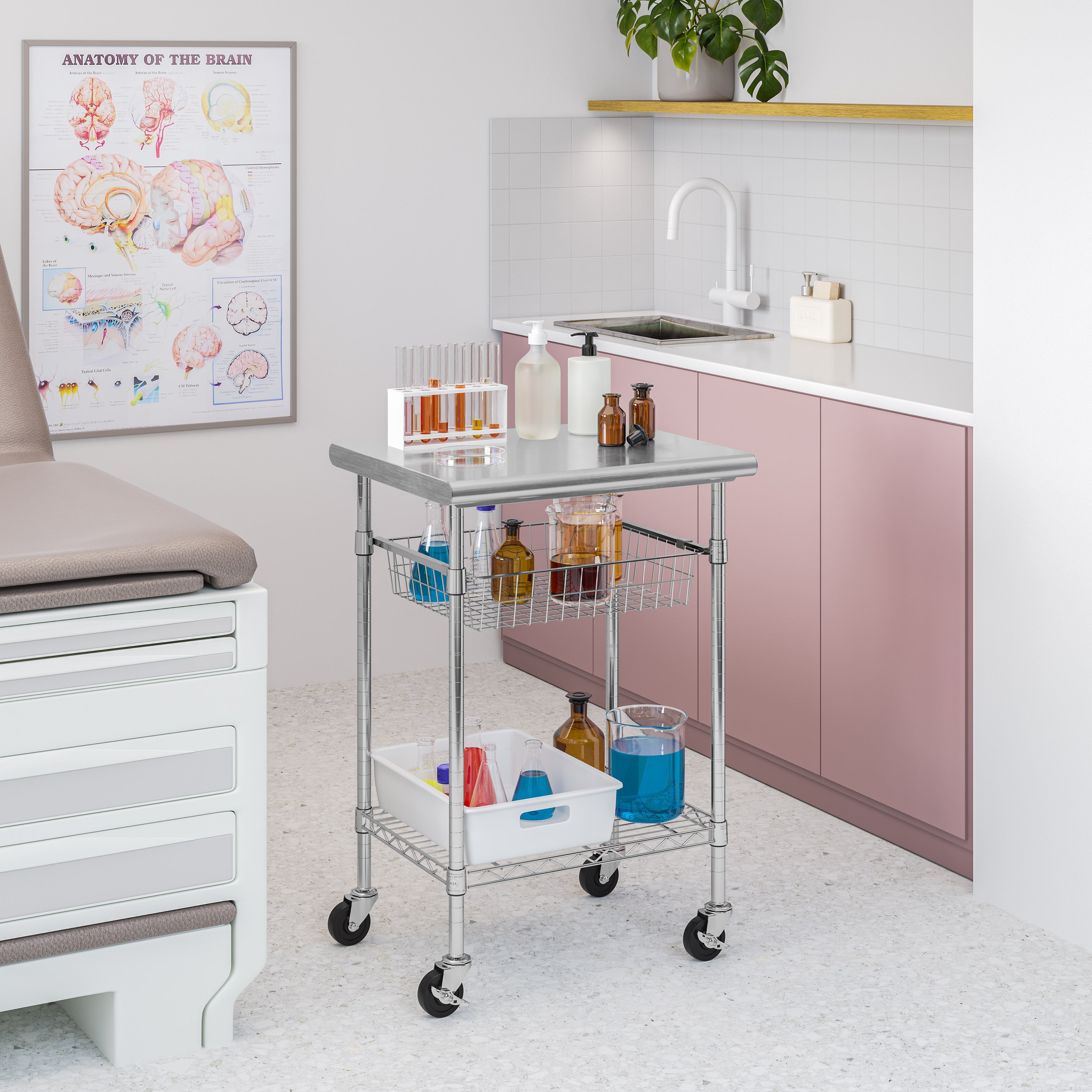 Seville Classics Carrello Tavolo Acciaio Inox NSF